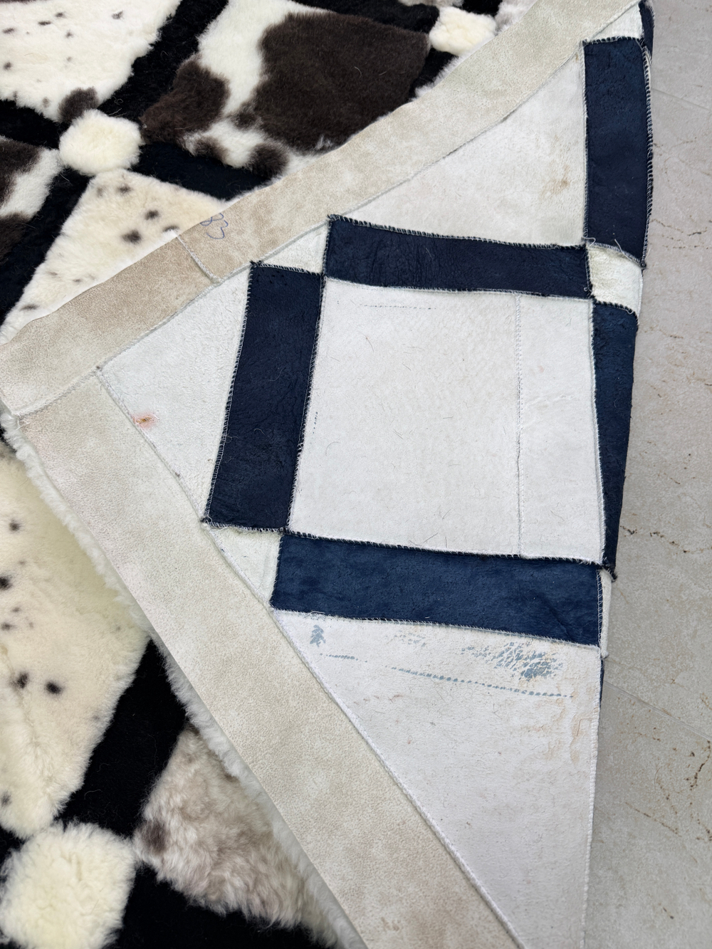 Ковер прямоугольный натуральный мех овчина, 210 х 170 см.