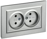 BRITE Розетка 2-местная без заземления без защитных шторок 10А в сборе РС12-2-БрА алюминий IEK