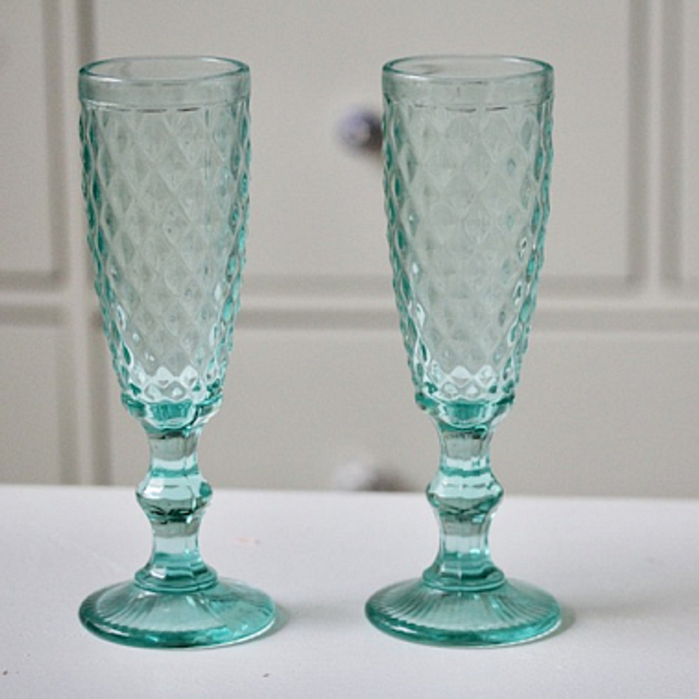 Бокал стеклянный бирюзовый 1 шт, D6,5 x H19.5 см