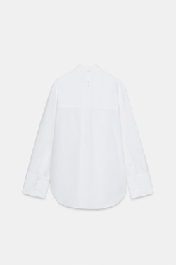 ZARA РУБАШКА ИЗ ПОПЛИНА С ЗАВЯЗКАМИ — ZW COLLECTION, БЕЛЫЙ