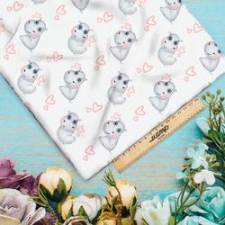 Ткань флис бегемотики и сердечки