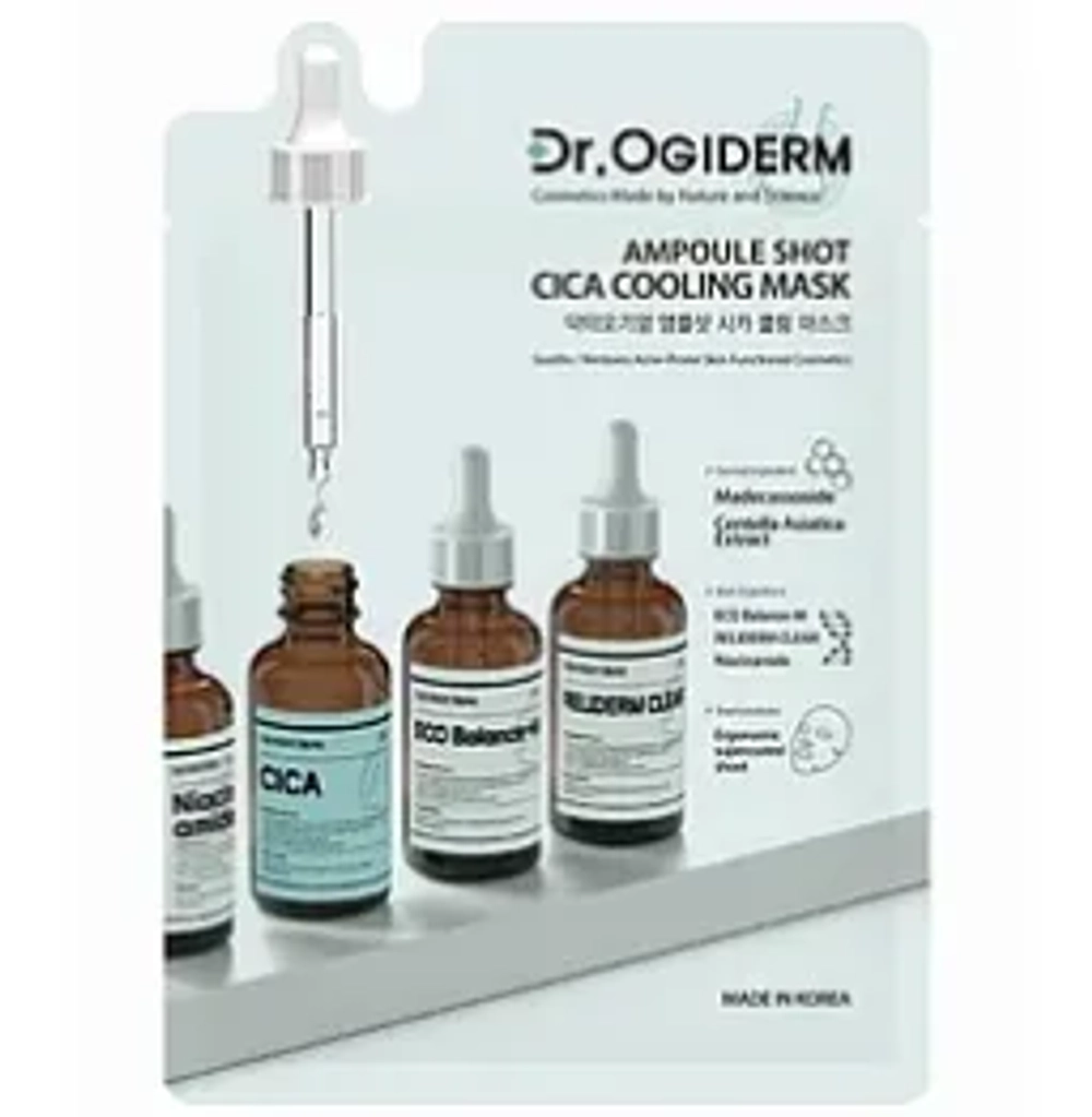 Dr. Ogiderm Ampoule Shot Cica Сooling Mask Маска охлаждающая с центеллой