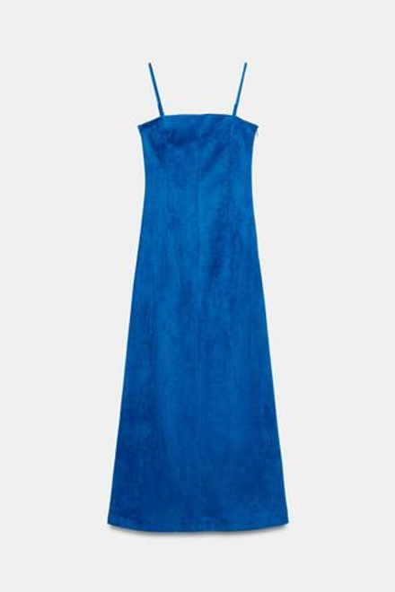ZARA ПЛАТЬЕ ИЗ ИСКУССТВЕННОЙ ЗАМШИ, ЯРКО-СИНИЙ