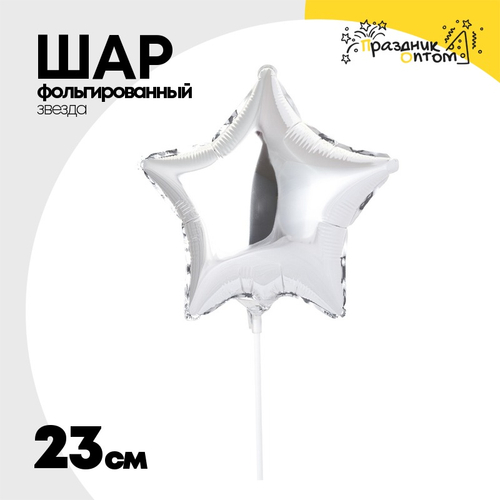 Шар фольгированный Звезда 23 см (Серебряный)