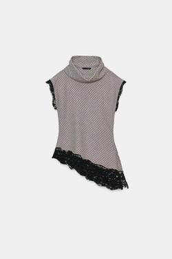 ZARA ДЛИННЫЙ АТЛАСНЫЙ ТОП С БАХРОМОЙ, ЧЕРНЫЙ