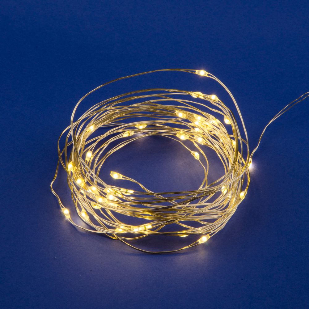 ULD-S0500-050/SCB/2AA WARM WHITE IP20 DEW Гирлянда светодиодная на батарейках 2AA (не в/к), «Роса», 5м. 50 светодиодов. Теплый белый свет. Провод медн