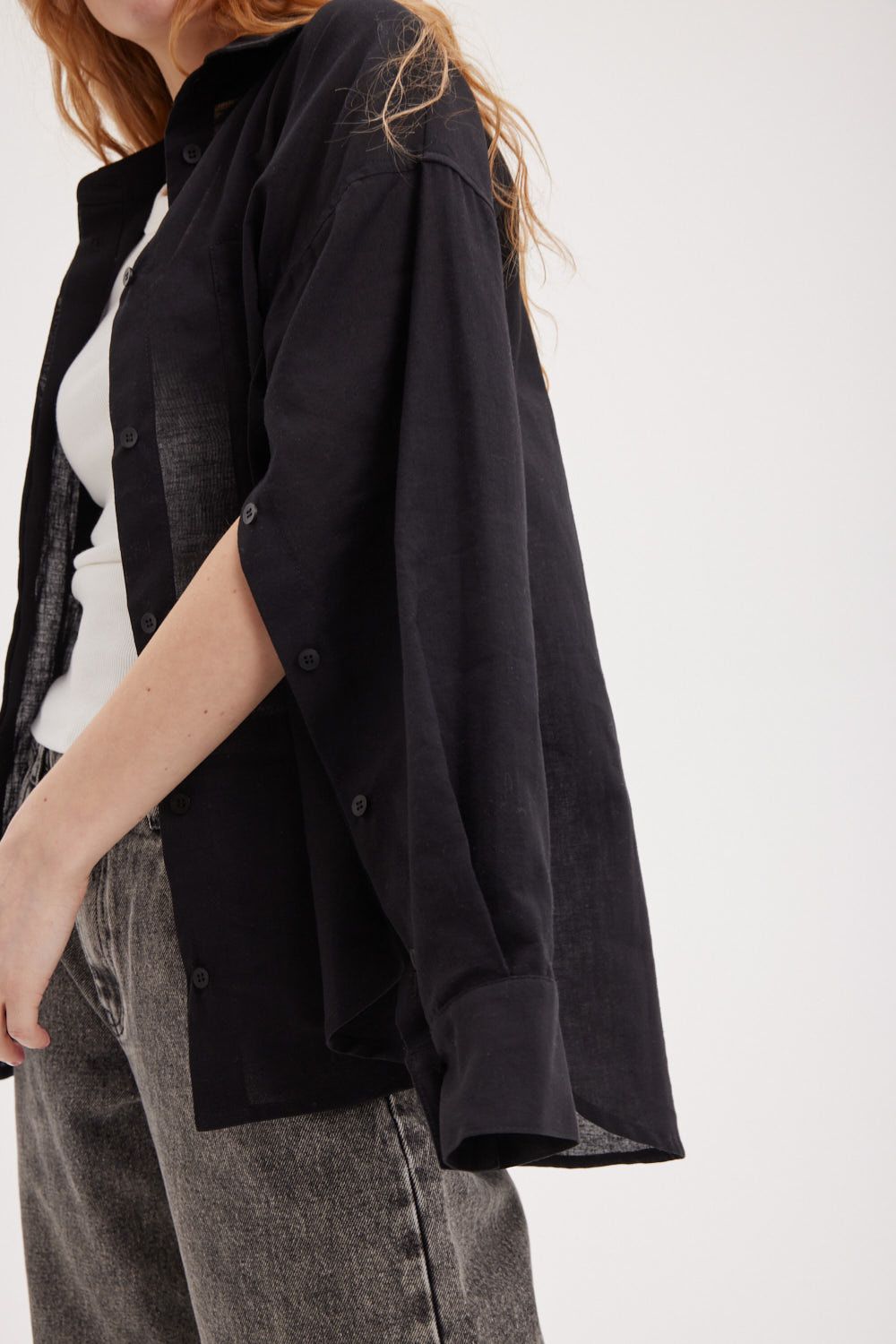 Рубашка с планками на рукавах "Уголь" женская