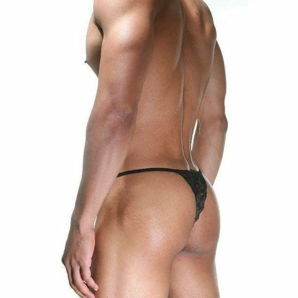 Мужские трусы стринги синие с леопардовым принтом La Blinque LB15357