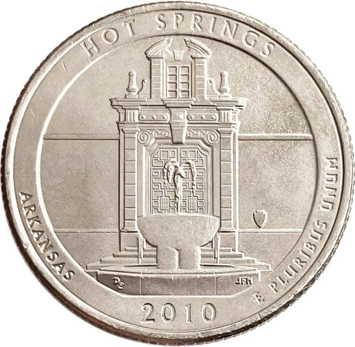 25 центов (1/4 доллара, квотер) 2010 США «Национальный парк Хот Спрингс» (D) (1-й парк)