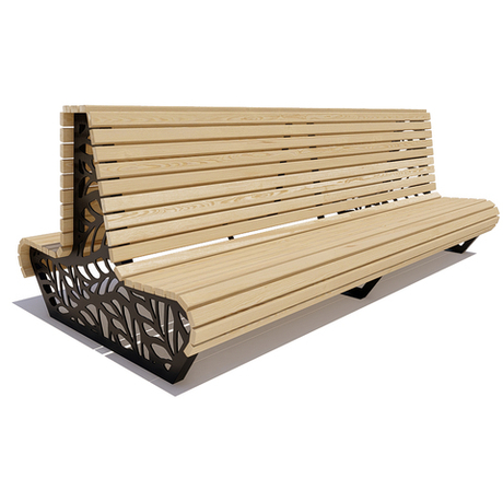 Двухсторонняя скамейка стальная "Ялта" лиственница 2,0м, без подлокотников, лак