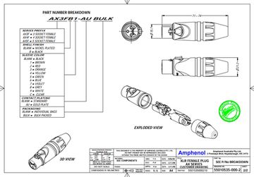 Amphenol AX3F-3-контактный кабельный XLR коннектор «мама» с корпусом из цинка
