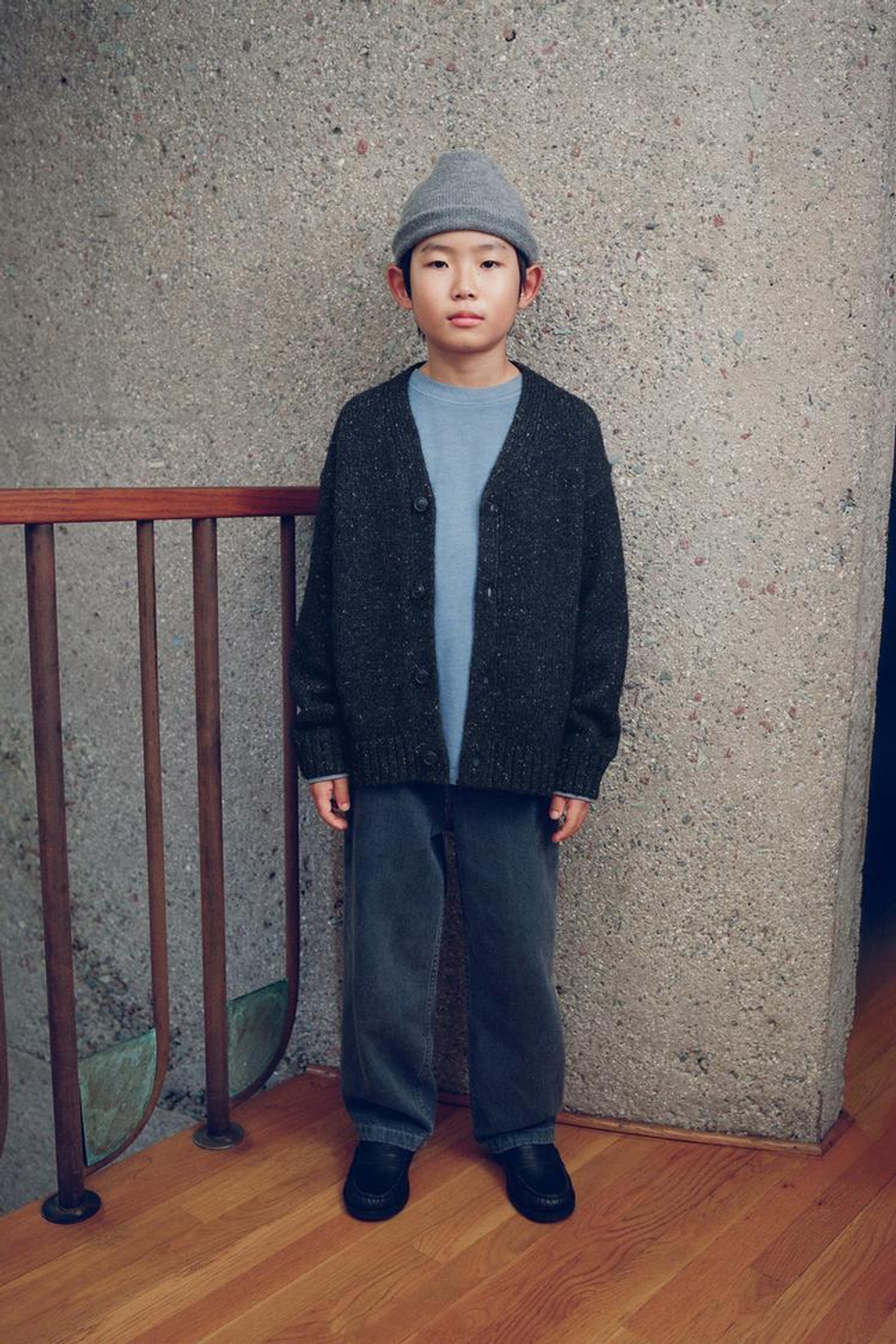 ZARA ФУТБОЛКА С КРУГЛЫМ ВЫРЕЗОМ И ДЛИННЫМИ РУКАВАМИ, СИНИЙ