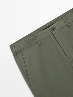 Massimo Dutti Зауженные холщовые брюки, зеленый
