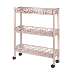 Этажерка Keeplex Light на колесиках трехсекционная прямоугольная длинная 58х18х69см бежевый топаз