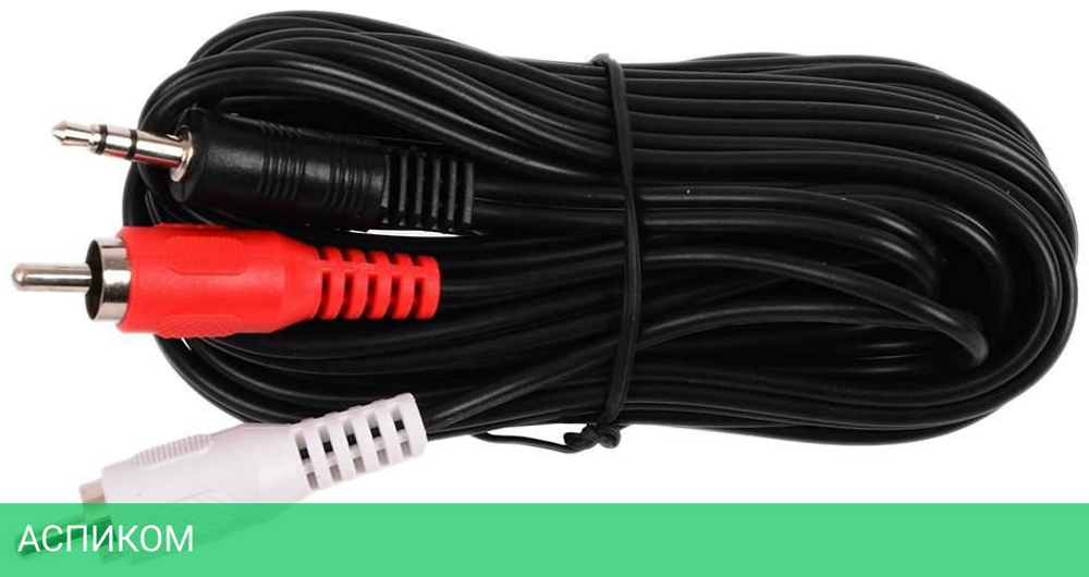 Кабель Ningbo 2xRCA (m) - 3.5mm Jack (m) 5м черный (JAAC010-5)