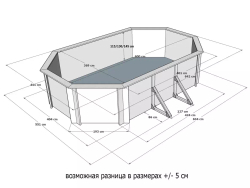 Морозоустойчивый сборный бассейн 600 х 370 см "Байкал" овальный