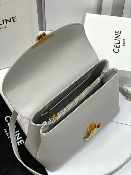 Сумки CELINE MEDIUM NINO из блестящей телячьей кожи белый