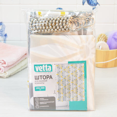 Штора для ванной 180*200см с утяжелителем, полиэстер "Плитка 056"
