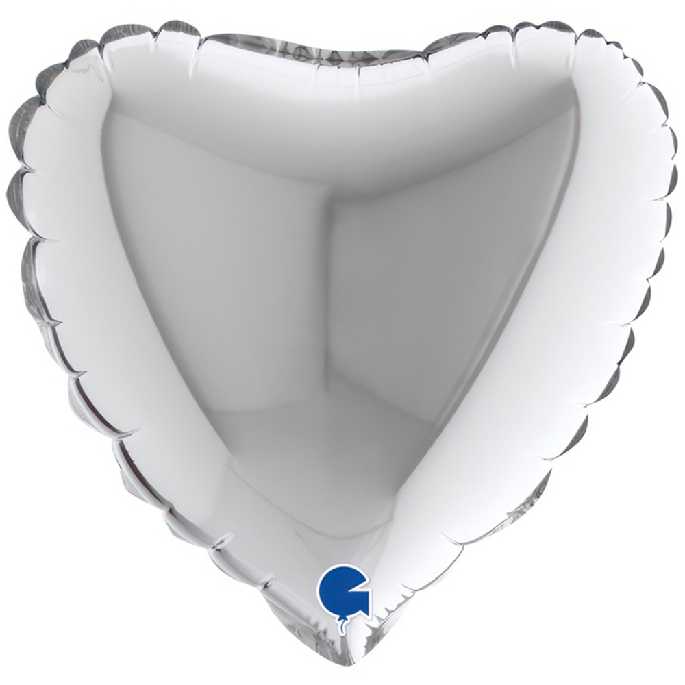 Шар фольгированный Сердце 23 см (Серебряный)
