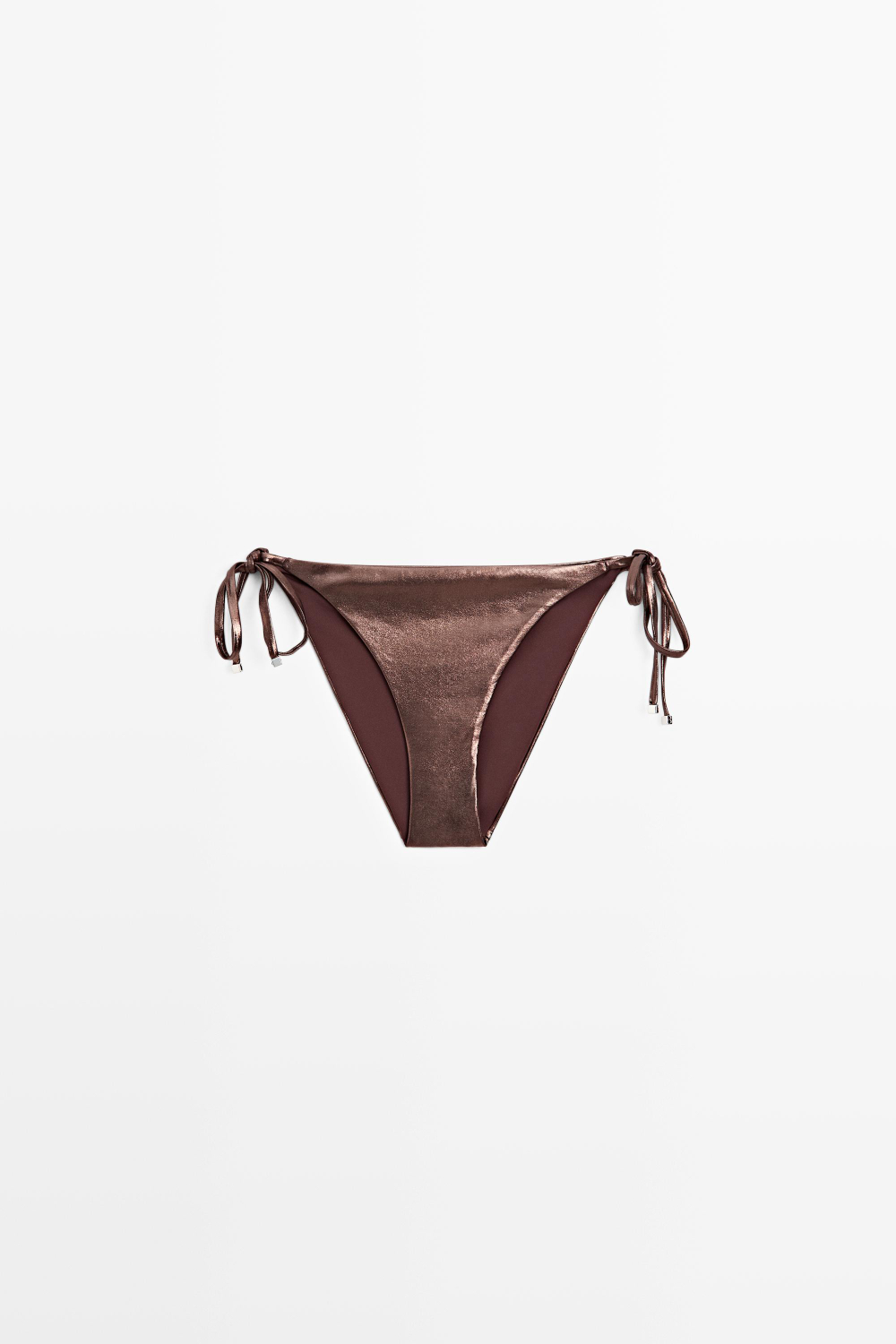 Massimo Dutti Комплект бикини-треугольник с металлическим блеском, коричневый