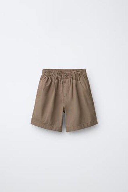 ZARA ШОРТЫ BALLOON С ЭЛАСТИЧНЫМ ПОЯСОМ, КОРИЧНЕВЫЙ