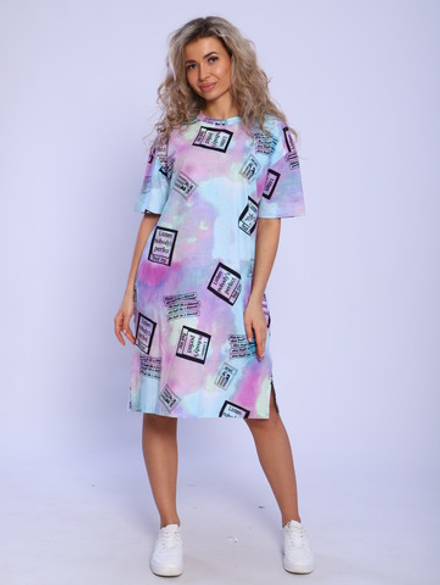 Платье-футболка с карманами 137- 266, Фиолетовый/Омбре