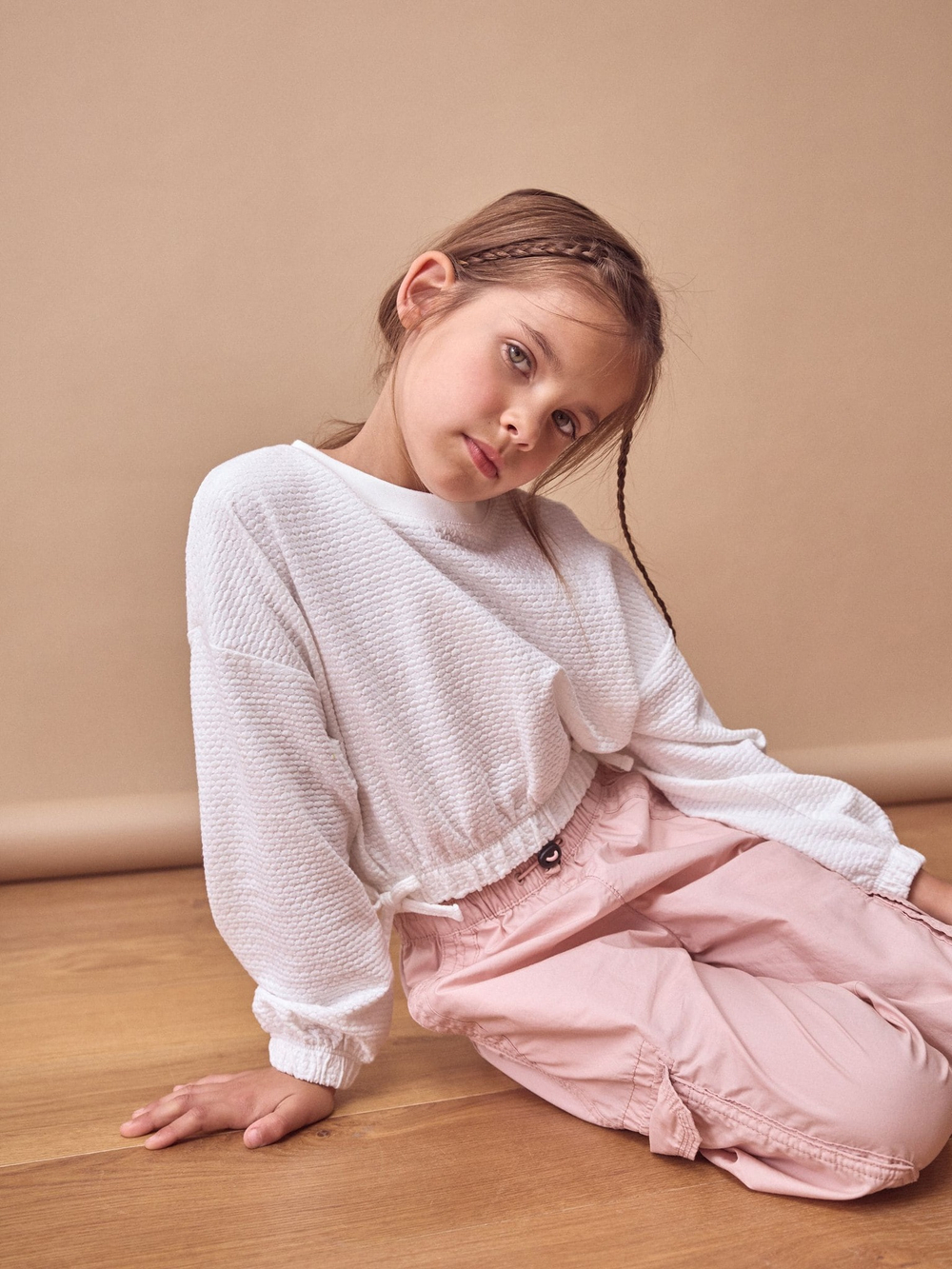 Лонгслив с завязками для девочки Next K88-496, Белый