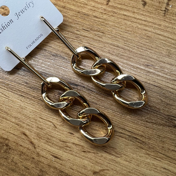 Серьги "Цепи" застежка узелок 3 звена плетение панцирное металл золотистый розовый 7,5 см