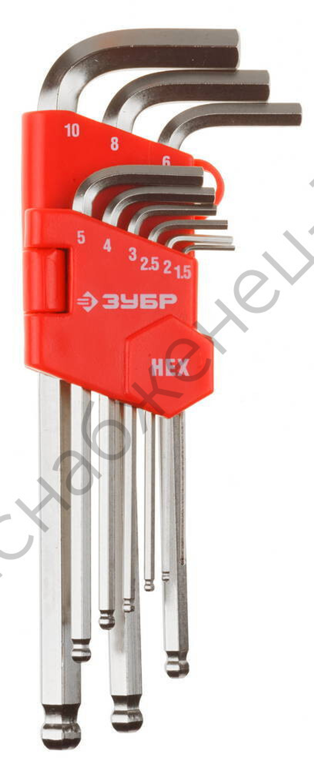 ЗУБР 9 шт, Набор длинных с шариком имбусовых ключей (27461-2)