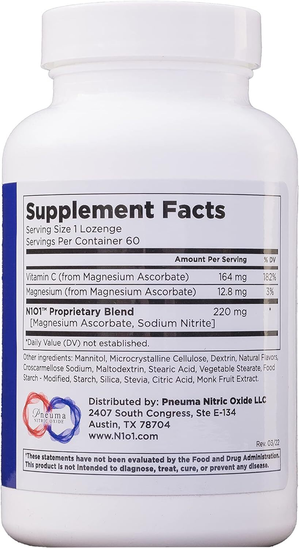 N1o1 nitric oxide releasing lonzenges 60.