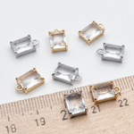 Подвеска Прямоугольник, цвет золото+прозрачный, размер 10*6 мм, цена за 1 шт