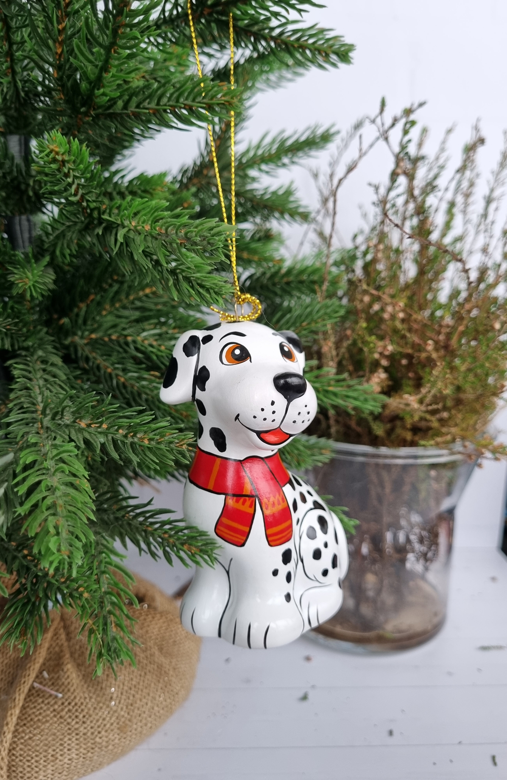 Пес долматинец ёлочная игрушка из фарфора