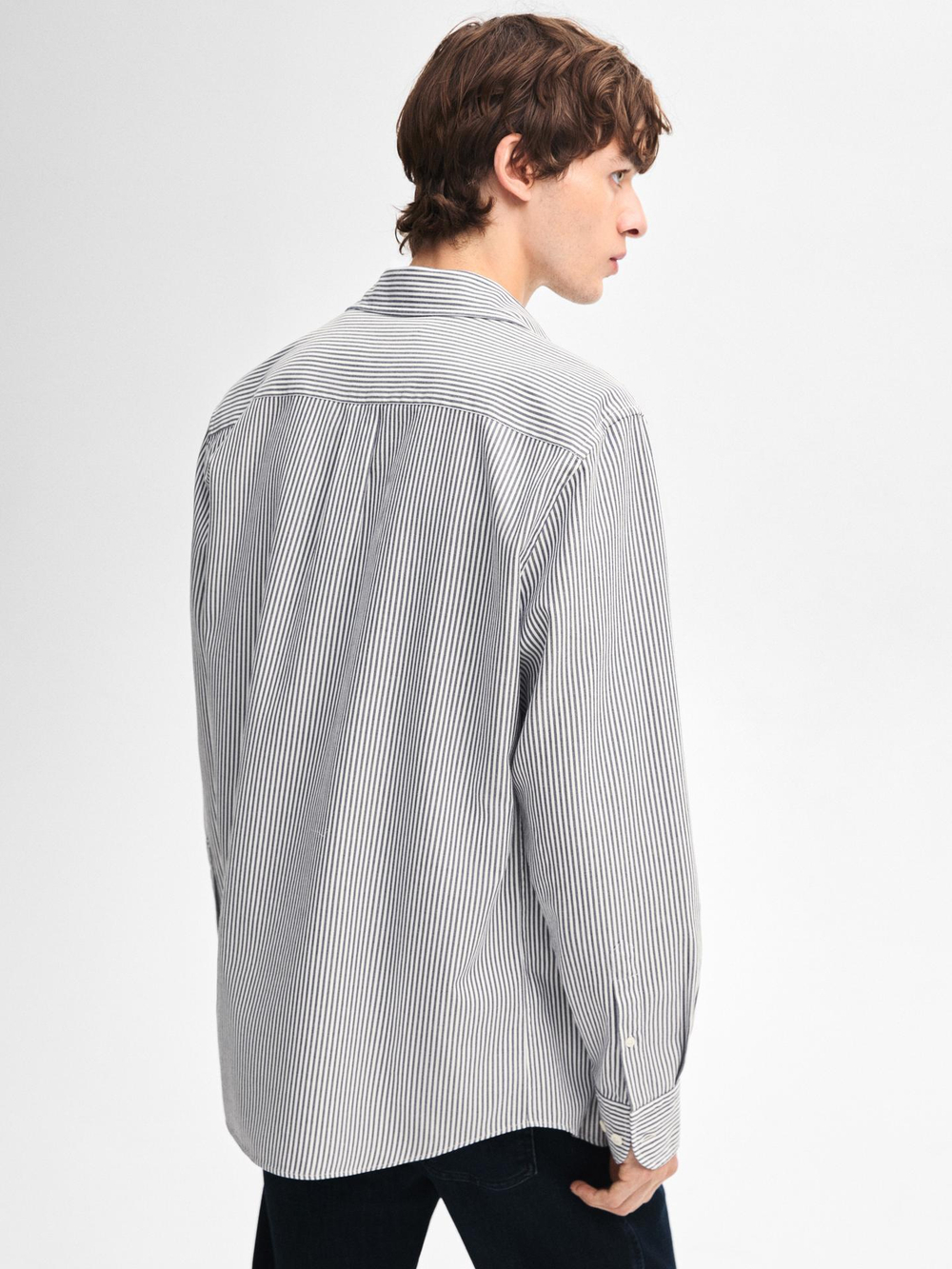 Massimo Dutti РУБАШКА КЛАССИЧЕСКОГО КРОЯ ИЗ ХЛОПКА В ПОЛОСКУ, СИНИЙ