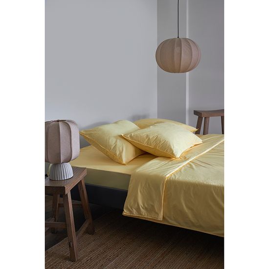 Комплект постельного белья из стираного перкаля светло-желтого цвета из коллекции essential, 150х200 см