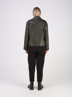 Кожаная куртка демисезонная вязанная