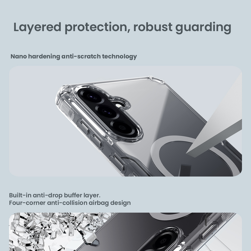 Прозрачный чехол от Nillkin для Samsung Galaxy A56 5G, c встроенным круглым магнитом, серия Nature TPU Pro Magnetic Case