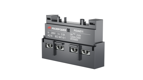 Блок всп. Контактов Prompower PGVAE11 серии Pulse, фронт. монтажа для серии PGV2ME, 1НО+1НЗ