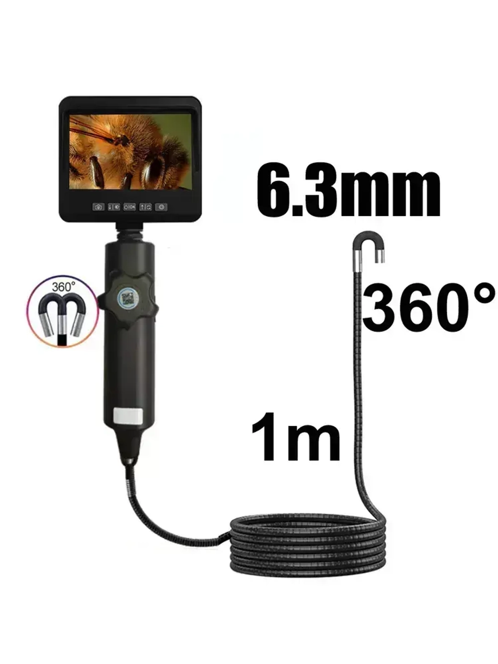 Поворотный эндоскоп 6.3 мм автомобильная камера Бороскоп 1m