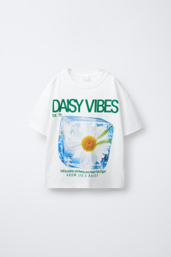 ZARA ФУТБОЛКА С ПРИНТОМ «ЛЬДИНКИ», БЕЛЫЙ