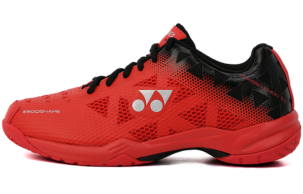 YONEX Power Cushion Comfortable Round Toe Lightweight And Breathable Low top Badminton Shoes Unisex Red Black