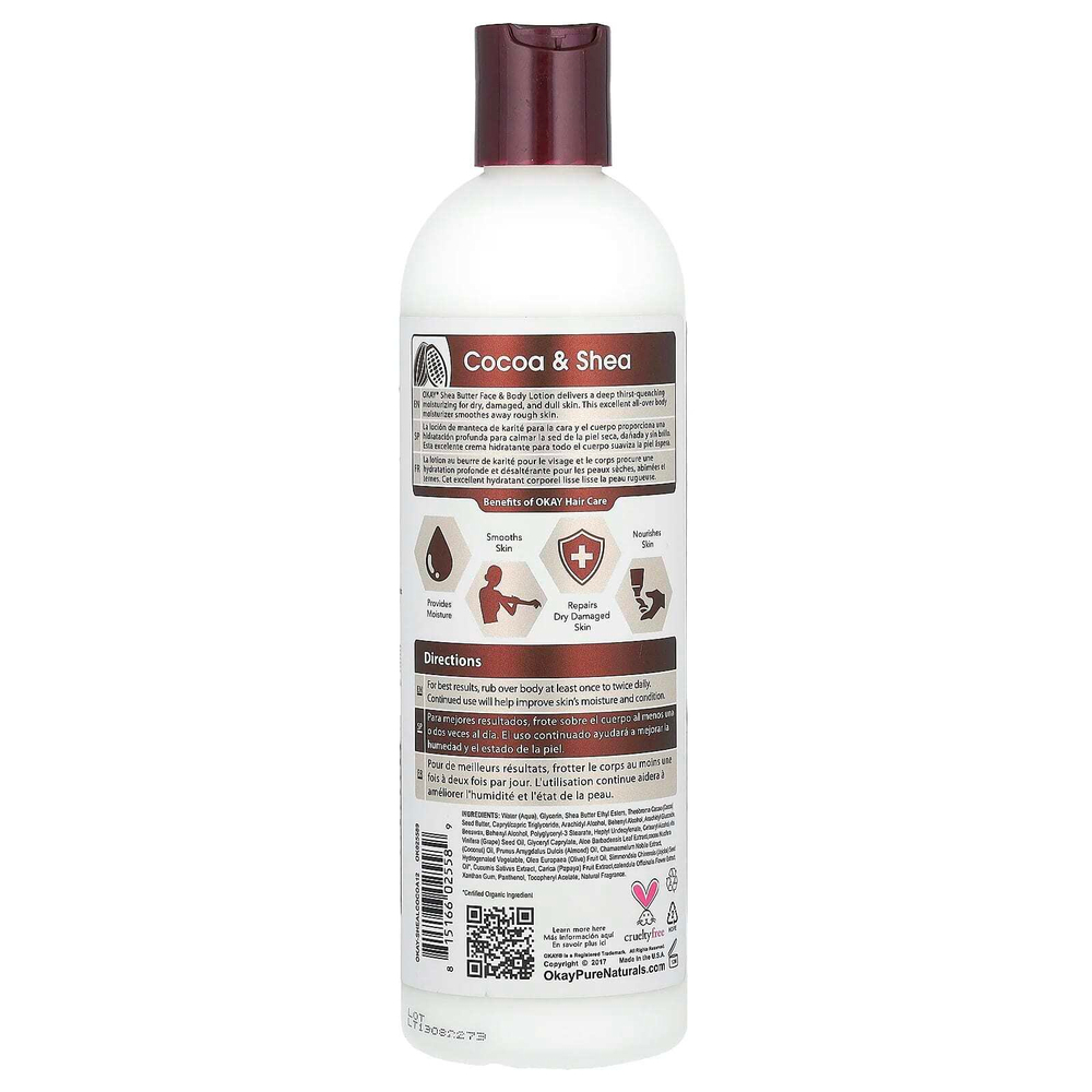 Okay Pure Naturals, лосьон для рук и тела, какао и ши, 355 мл (12 жидк. унций)