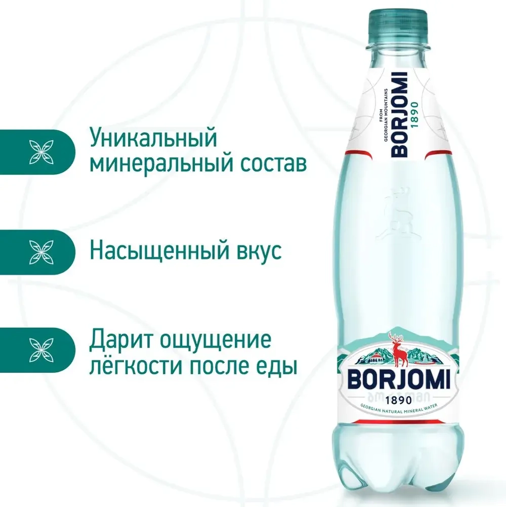 Вода минеральная Borjomi природная лечебно-столовая, 0,5 л