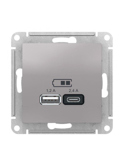 Розетка USB AtlasDesign тип A+C 5В/2.4А 2х5В/1.2А механизм алюм. SE ATN000339
