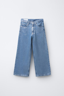 ZARA ДЖИНСЫ WIDE LEG СО СТРАЗАМИ, СИНИЙ