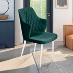Стул с подлокотниками Hunt ромб, бархат зеленый 19 / белый конус