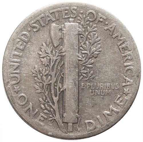1 дайм (10 центов) 1943. США F-VF (Меркурий) Серебро