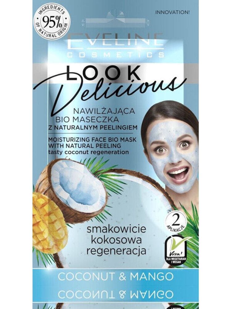 Маски Eveline Look Delicious Bio Maseczka z naturalnym peelingiem - Coconut &amp; Mango