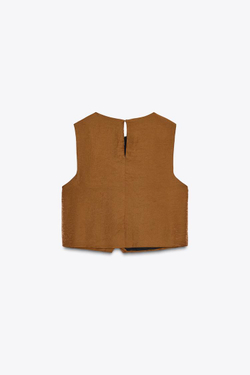 ZARA АТЛАСНЫЙ ТОП НА ЗАПÁХ, КАРАМЕЛЬНЫЙ