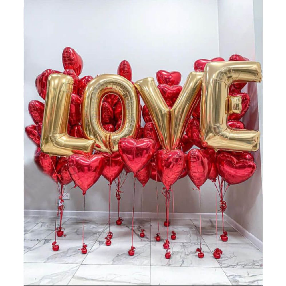 Набор шаров Сердца и LOVE