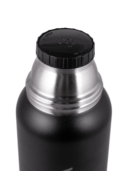 Термос Relaxika 103 (1 литр), черный (стикерпак "Зимний спорт")